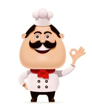 Vector chef with mustache showing approving gesture icon Stock Illustration