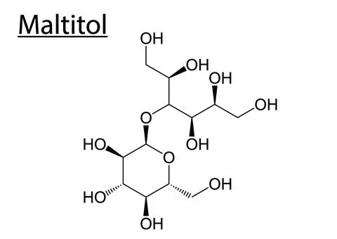 Vector of the chemical molecule structure of Maltitol (Sweetener) on a white Stock Illustration