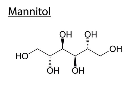 Vector of the chemical molecule structure of Mannitol (Sweetener) on a white Stock Illustration