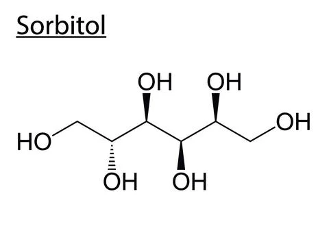 Vector of the chemical molecule structure of Sorbitol (Sweetener) on a white Stock Illustration