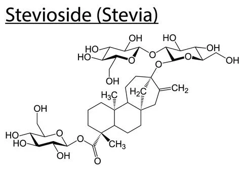 Vector of the chemical molecule structure of Stevioside (Sweetener - Stevia) on Stock Illustration