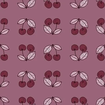 Vector cherries geometric seamless pattern print background. Stock Illustration
