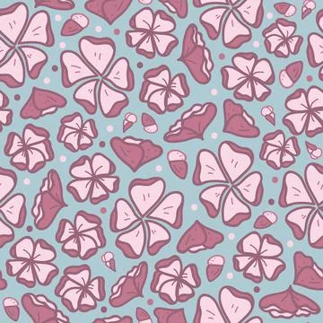 Vector cherry blossom on blue seamless pattern print background. Stock Illustration