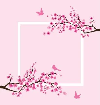 Vector Cherry Blossom Frame Stock Illustration