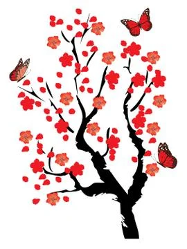 Vector Cherry Blossom Tree Stock Illustration