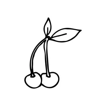 Vector cherry in doodle style Stock Illustration