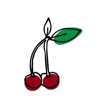Vector cherry in doodle style Stock Illustration