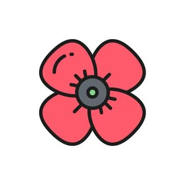 Vector cherry flower, apple blossom flat color line icon. Stock Illustration