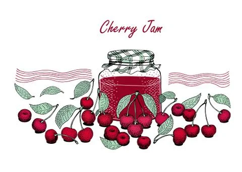 Vector cherry illustration. Can be use for background, design, invitation, .. Stock Illustration