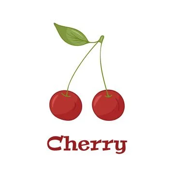 Vector cherry illustration. Isolated on a white background. Cartoon style icon Stock Illustration