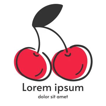 Vector cherry logo. Hand-drawn design. Berry with text Stock Illustration