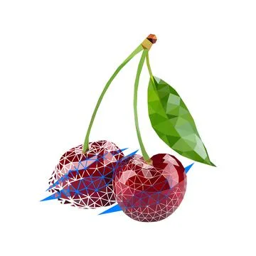 Vector cherry in low poly style Stock Illustration