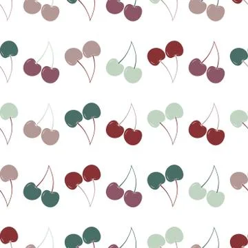 Vector cherry repeat seamless pattern. Pink, red Green and light green cherries Stock Illustration