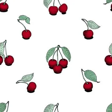 Vector cherry seamless pattern. background, pattern, fabric design, wrappin.. Stock Illustration