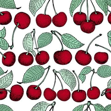 Vector cherry seamless pattern. background, pattern, fabric design, wrappin.. Stock Illustration