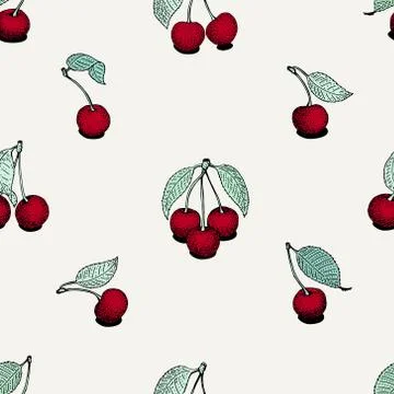 Vector cherry seamless pattern. background, pattern, fabric design, wrappin.. Stock Illustration