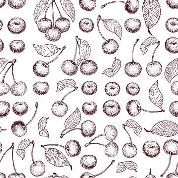 Vector cherry seamless pattern. background, pattern, fabric design, wrappin.. Stock Illustration