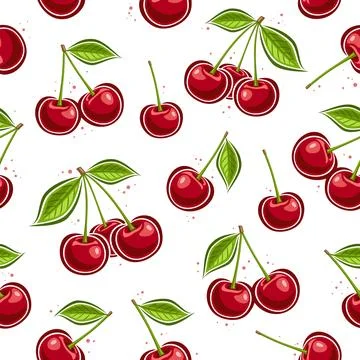 Vector Cherry Seamless Pattern 스톡 일러스트