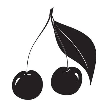 Vector cherry on white background. Stock Illustration