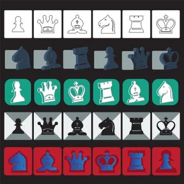 Vector chess icons set Stock Illustration