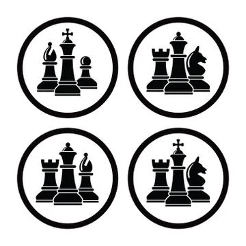 Vector chess piece set icons for logo design Stock Illustration