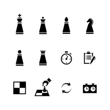 Vector Chess pieces Black icons set Stock Illustration