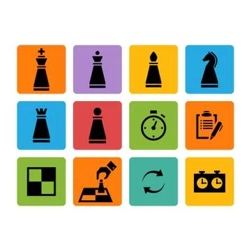 Vector Chess pieces black icons set Stock Illustration