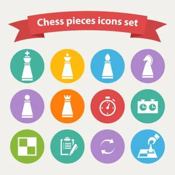 Vector Chess pieces white icons set Stock Illustration