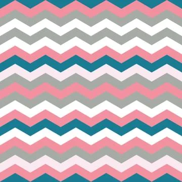 Vector Chevron Seamless Pattern. Blue, grey and pink chevron or zig zag pattern. Illustrazione stock