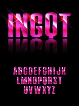 Vector chic banner Super Fast. Elegant Pink and Gold Font. Creative Alphabet Stock Illustration
