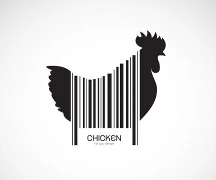 Vector of chicken on the body is a barcode. Farm Animals. Chicken design. Eas Stock-Illustration