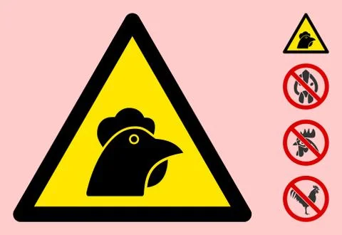 Vector Chicken Head Warning Triangle Sign Icon Illustrazione stock