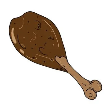 Vector of a chicken leg. Roasted chicken. Hand drawn fried chicken. Stock Illustration