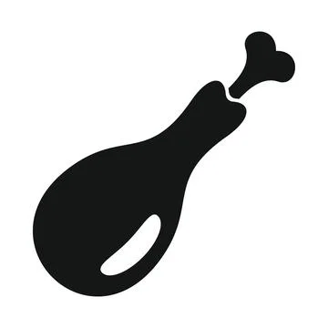 Vector chicken thigh black simple icon isolated on white Stock Illustration