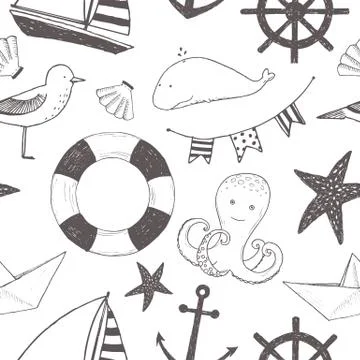 Vector child marine pattern Stock Illustration