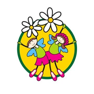 Vector children on flowers Stock Illustration
