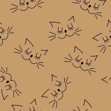 Vector. Children's background. Children's drawing is linear. Seamless pattern Stock Illustration