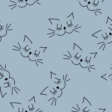 Vector. Children's background. Children's drawing is linear. Seamless pattern Stock Illustration