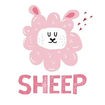 Vector childrens hand-drawn illustration of lamb. Stock Illustration