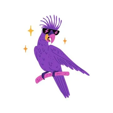 Vector children's illustration with the image of a bright purple cockatoo par Stock Illustration