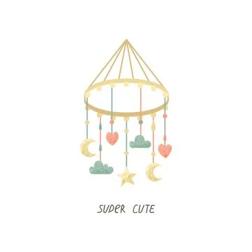 Vector children's illustration of a suspended mobile with toys. Stock-Illustration