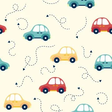 Vector children's pattern with cars and arrows Stock Illustration