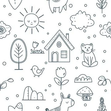 Vector Children's Seamless Pattern Kid Baby Print Illustrazione stock