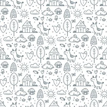 Vector Children's Seamless Pattern Kid Baby Print Stock Illustration