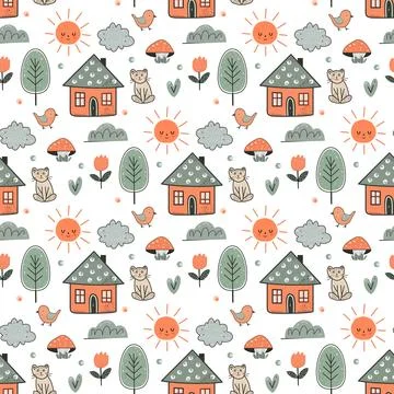 Vector Children's Seamless Pattern Kid Baby Print Illustrazione stock