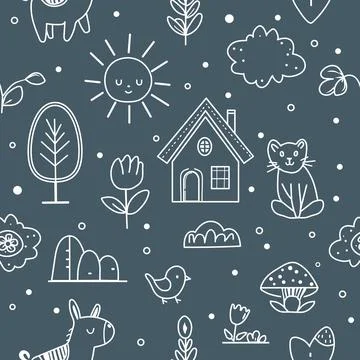 Vector Children's Seamless Pattern Kid Baby Print Illustrazione stock