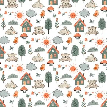 Vector Children's Seamless Pattern Kid Baby Print Illustrazione stock