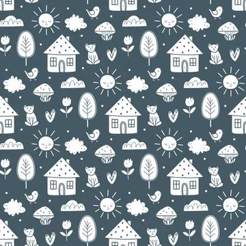 Vector Children's Seamless Pattern Kid Baby Print Illustrazione stock