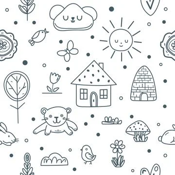 Vector Children's Seamless Pattern Kid Baby Print Stock Illustration