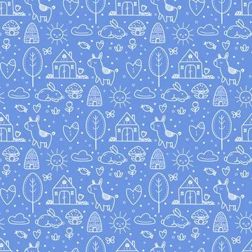 Vector Children's Seamless Pattern Kid Baby Print Stock Illustration